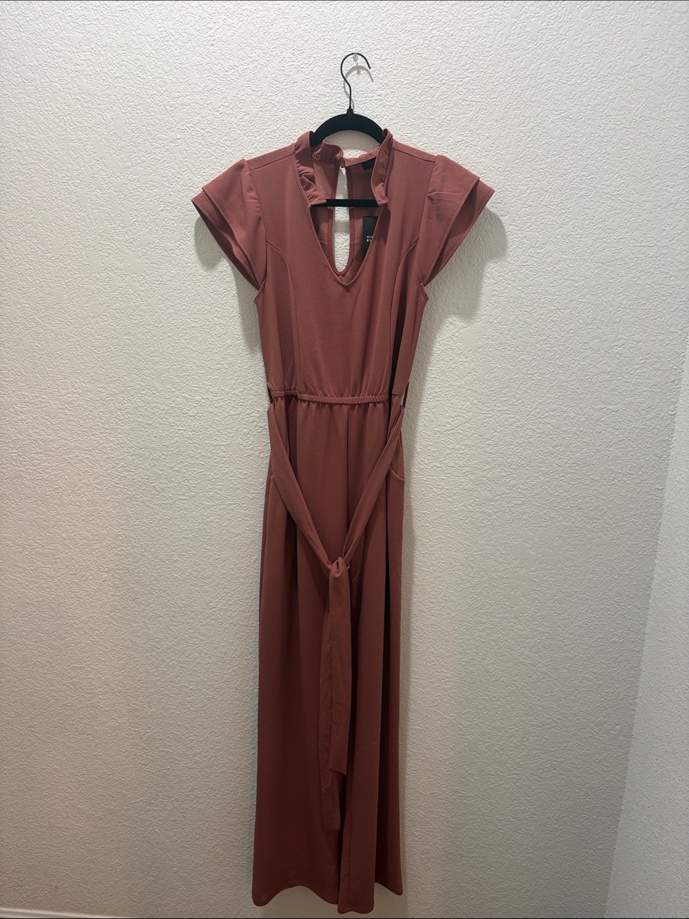 Buckle Mauve Tie-Waist Jumpsuit Romper